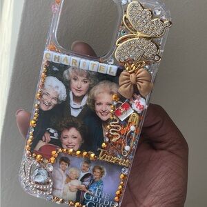 Decorative Phone Case with Gold and Brown Accents